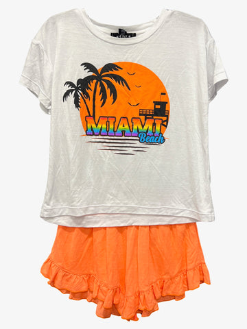 Miami T Shirt & Orange Shorts Set (sz 5)