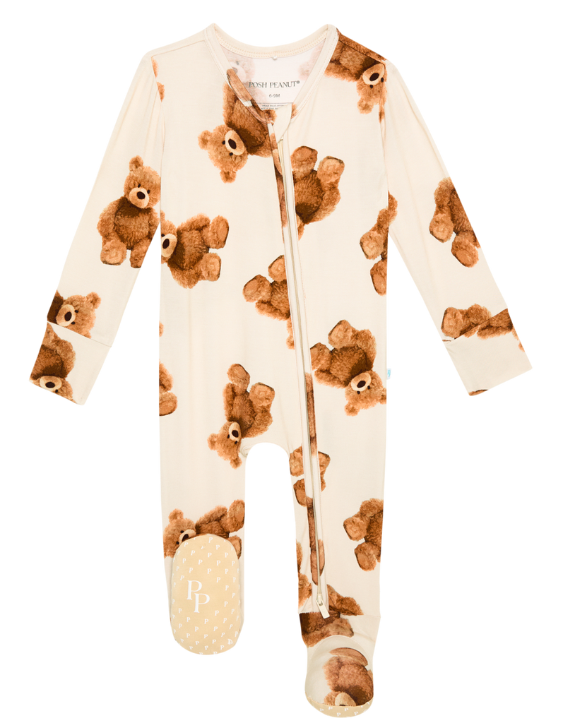 Posh Peanut® Teddy Freddy Footie Zippered One Piece