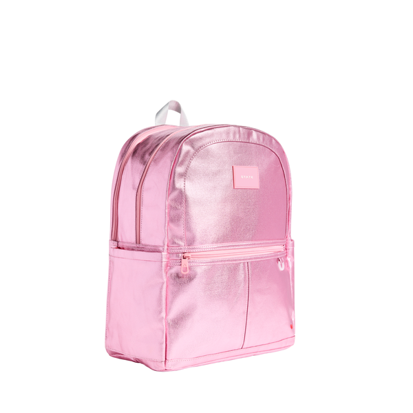 State Bags Kane Double Pocket LARGEST SIZE Backpack- Pink/Silver