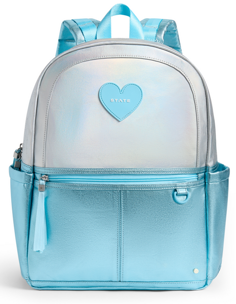 State Bags Kane Double Pocket Backpack- Blue Iridescent