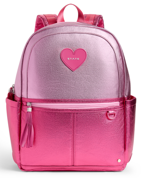 State Bags Kane Double Pocket Backpack- Pink/Hot Pink Colorblock