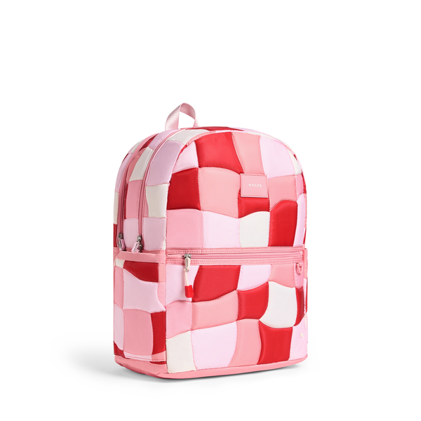State Bags Kane Double Pocket LARGEST SIZE Backpack- Pink Puffer Check