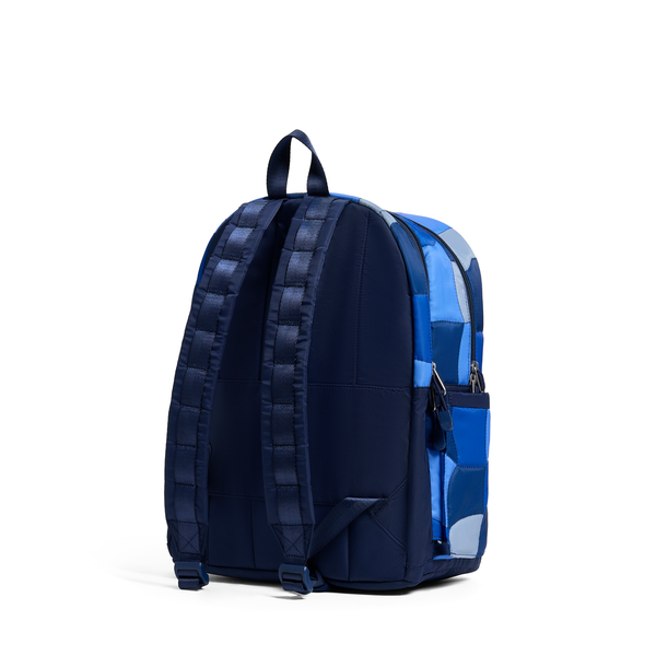 State Bags Kane Double Pocket Backpack- Blue Puffer Check