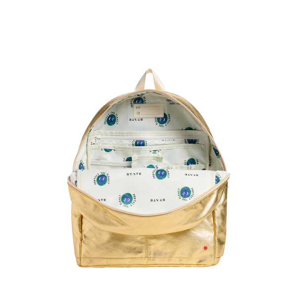 State Bags Kane Double Pocket LARGEST SIZE Backpack- Gold