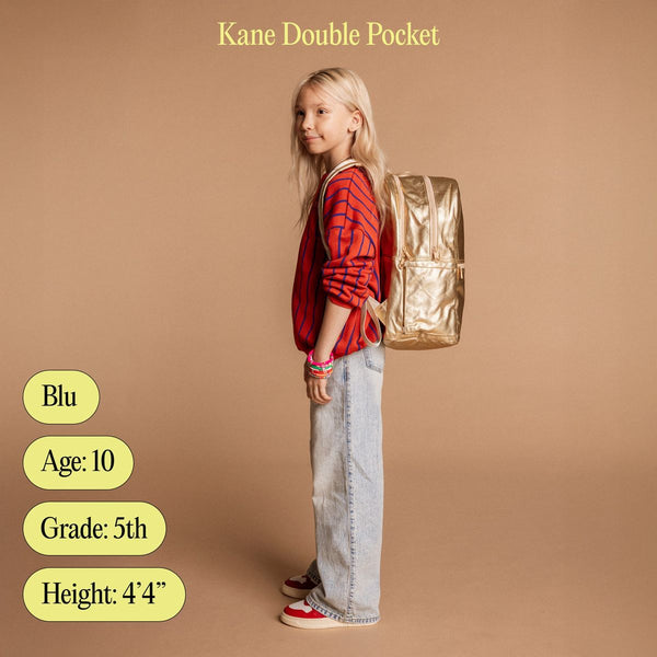 State Bags Kane Double Pocket Backpack- Blue Puffer Check