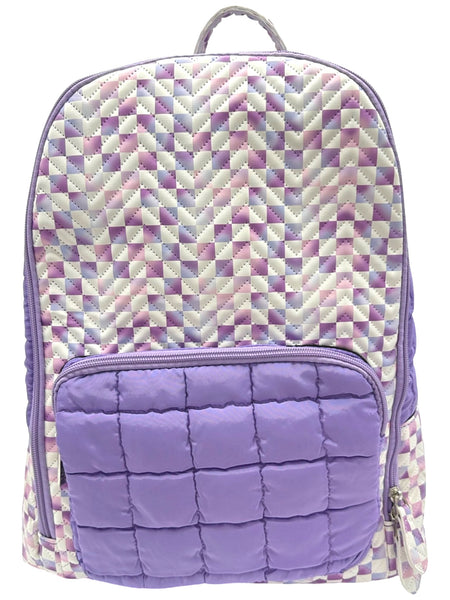 Bari Lynn Full Size Backpack- Lavender Checkered Top