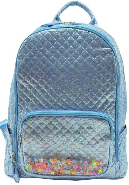 Bari Lynn Full Size Backpack- Sky Blue Confetti Charm
