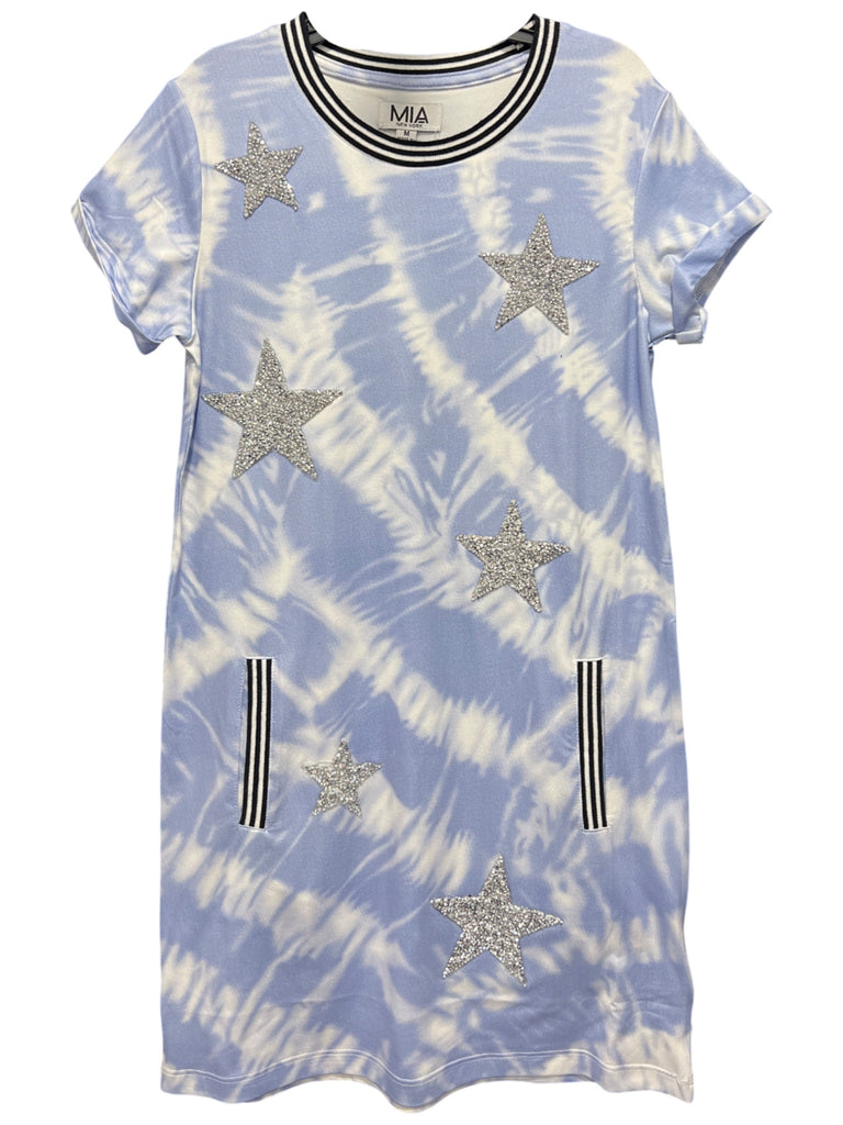 Blue Tie Dye Stars Dress (M- 8/10)