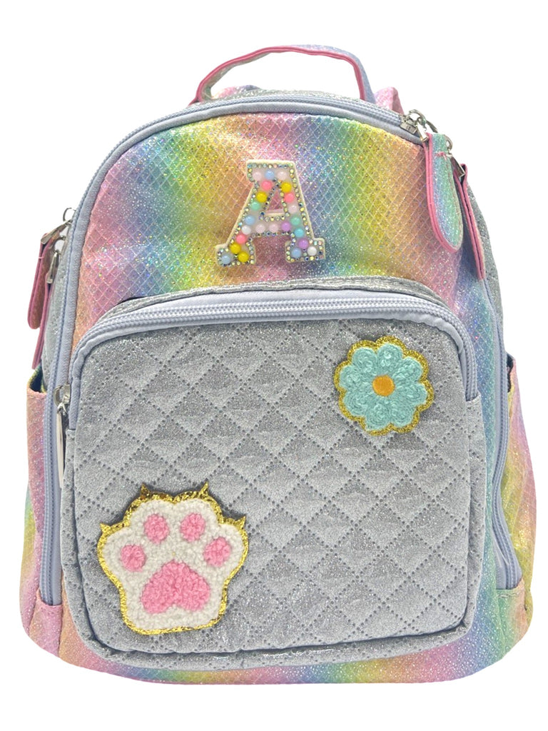 bari lynn mini backpack Bari Lynn Mini Backpack- Rainbow Shimmer Silver Quilted – Stella Mara