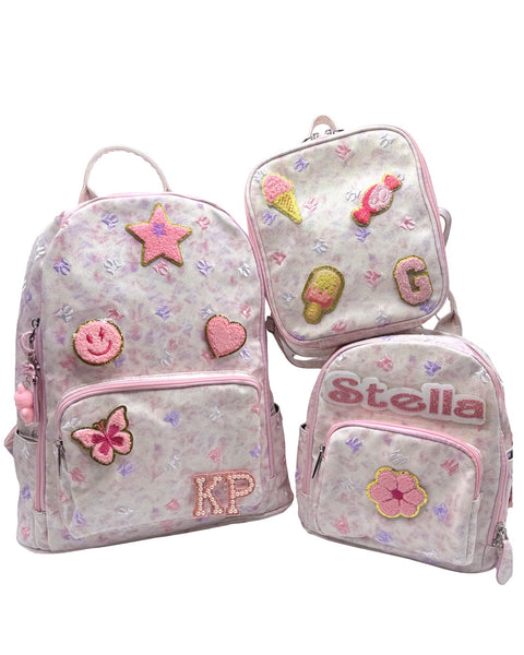 Bari Lynn Full Size Backpack- Pastel Embroidered Bows