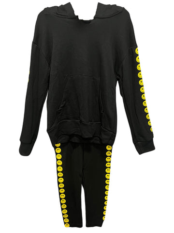 Black Smiley Hoodie & Leggings (sz 5)