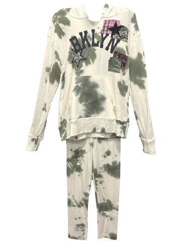 Bleach Green/Cream Zip Up & Sweatpants Set (sz 5)