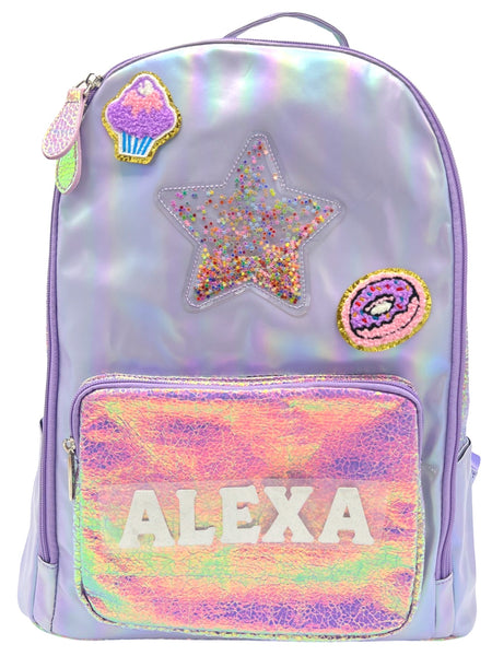 Bari Lynn Full Size Backpack- Lavender Confetti Star