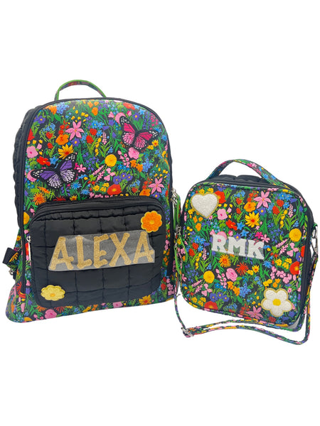 Bari Lynn Full Size Backpack- Floral Black Quilted