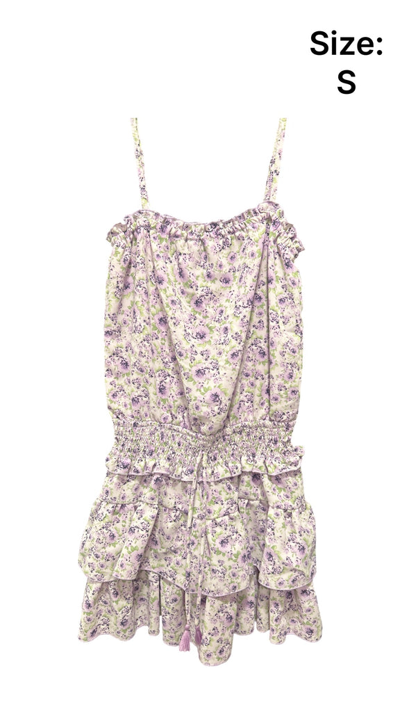 Lavender/White Floral Ruffle Dress (sz S:7)