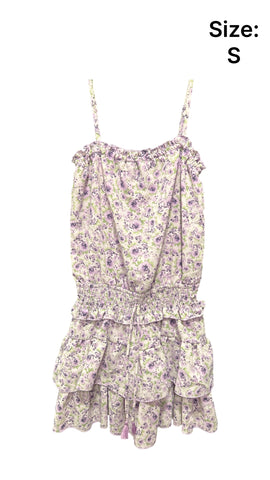 Lavender/White Floral Ruffle Dress (sz S:7)