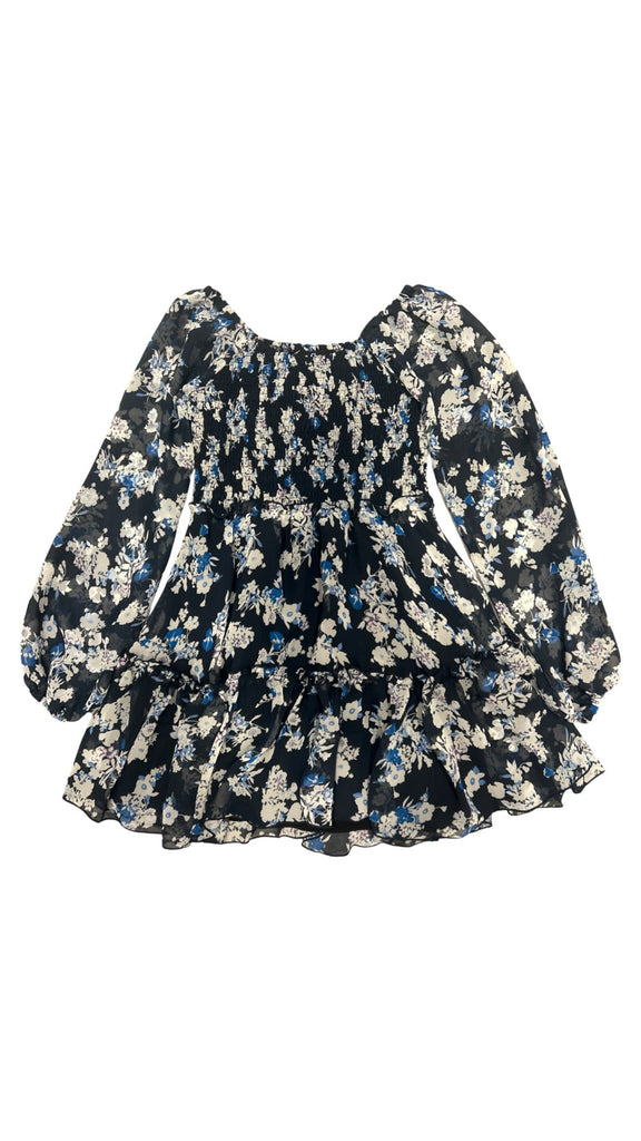 Blue Floral Chiffon Dress (sz 5 & Small-7)