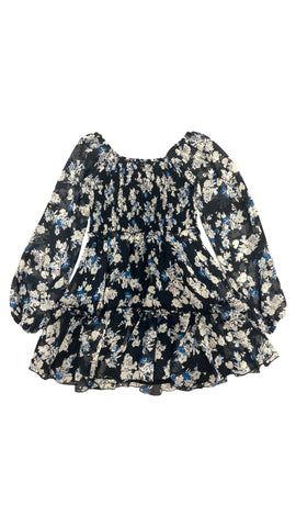Blue Floral Chiffon Dress (sz 5 & Small-7)