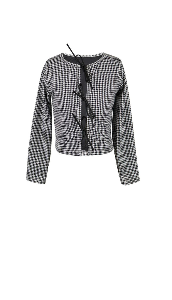 Houndstooth Bow Sweater/Jacket (sz Medium- 8 & Large- 10)