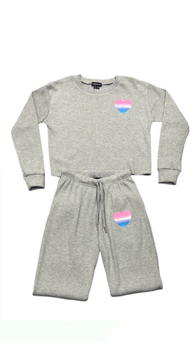 Grey Waffle Pullover & Sweatpant Set (sz JR XSmall & JR Small)