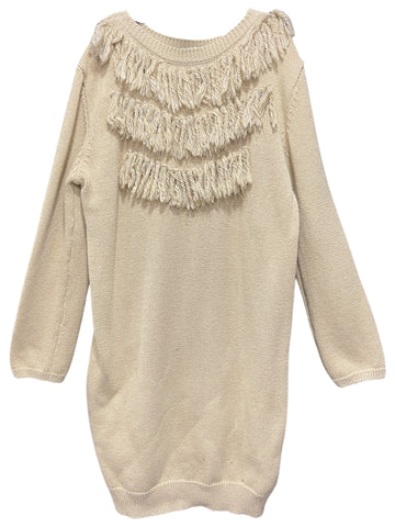 Cream Fringe Knit Dress