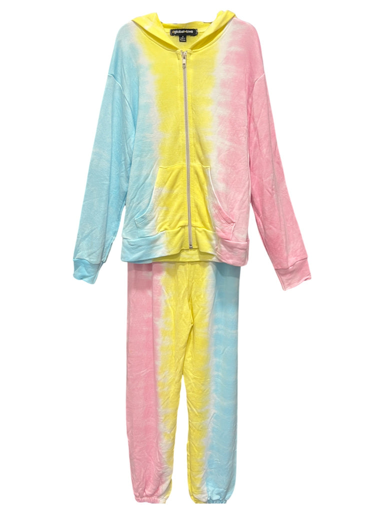 Pastel Tie Dye Zip Up & Sweatpants Set (sz Small-7)