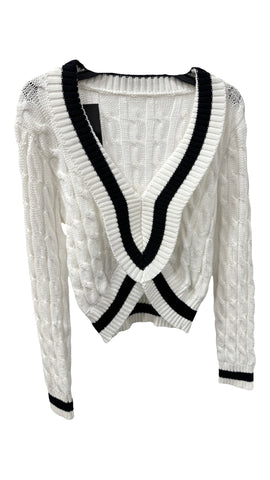 White/Black Cableknit Sweater (sz 5)