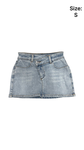 Denim Crossover Mini Skirt (sz S:7)