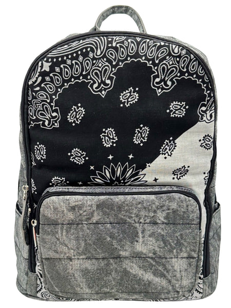 Bari Lynn Full Size Backpack- Bandana Black Denim
