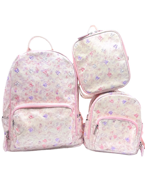 Bari Lynn Full Size Backpack- Pastel Embroidered Bows