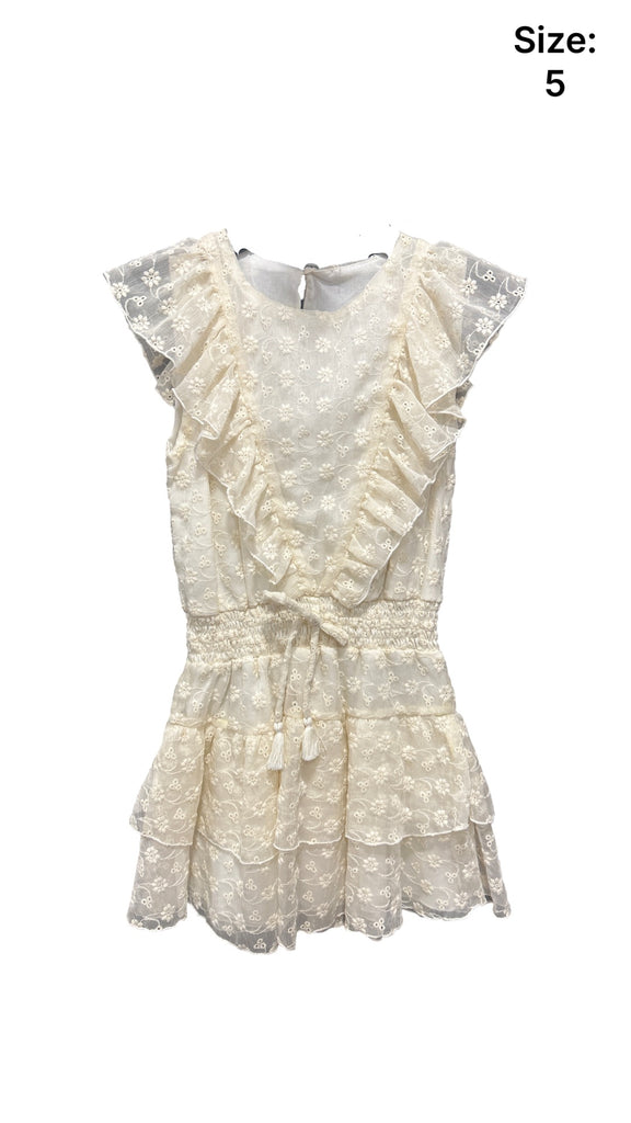 Ivory Eyelet Ruffle Dress (sz 5)