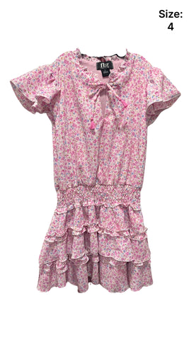 Pink Floral Ruffle Dress (sz 4)