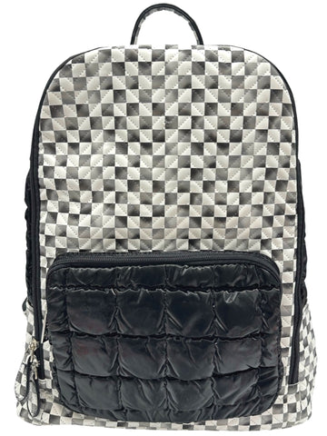 Bari Lynn Full Size Backpack- Black Checkered Top