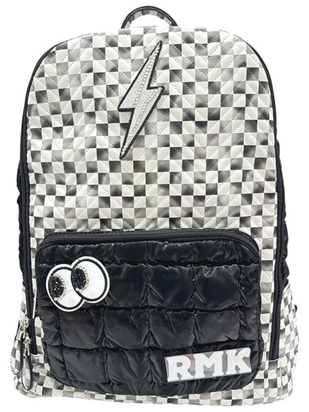 Bari Lynn Full Size Backpack- Black Checkered Top