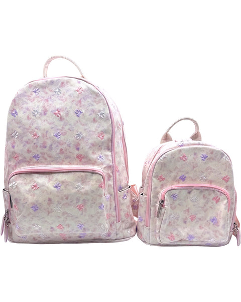 Bari Lynn Full Size Backpack- Pastel Embroidered Bows