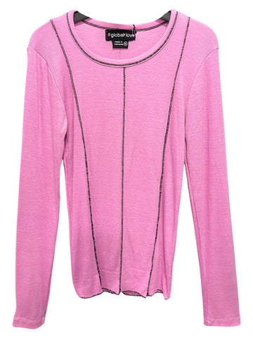 Ribbed Pink LS Shirt (sz JR Large)