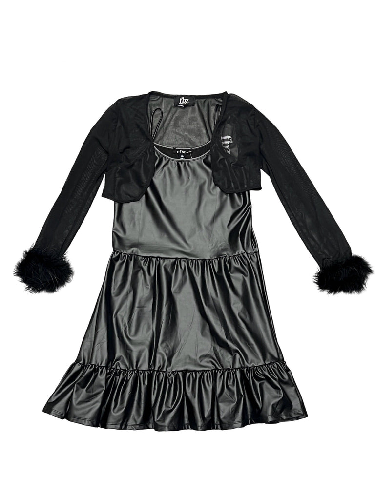 Mesh Cardigan & Leather Dress (sz XLarge- 12/14)