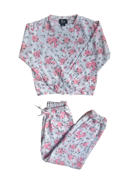 Cabbage Rose Pullover & Sweatpant Set (Sz Medium- 8, Large- 10, XLarge- 12/14)