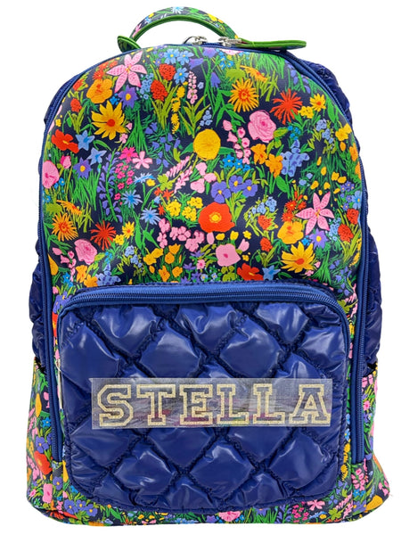 Bari Lynn Full Size Backpack-  Floral Navy Quilted