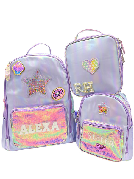 Bari Lynn Full Size Backpack- Lavender Confetti Star