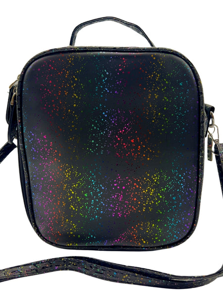 Bari Lynn Lunch Bag- Black Rainbow Glitter
