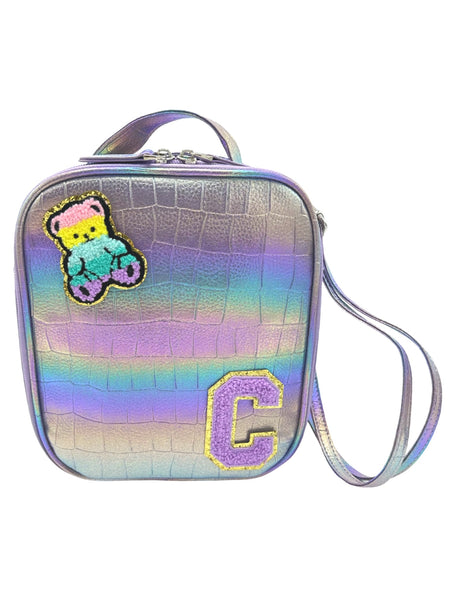 Bari Lynn Lunch Bag- Lavender Rainbow Croc