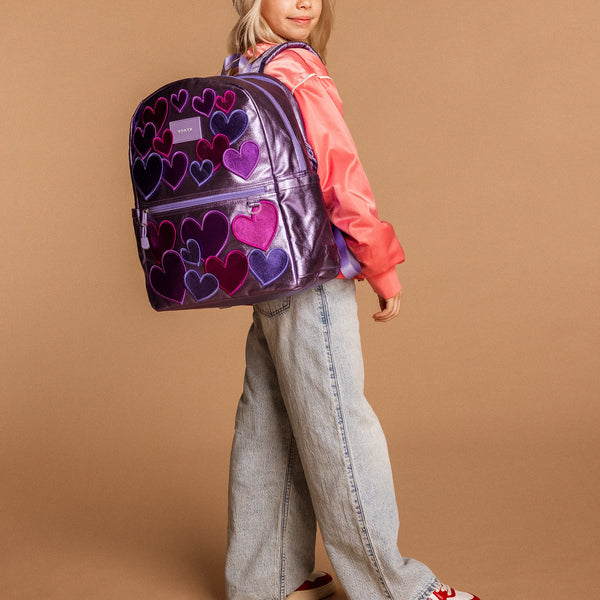 State Bags Kane Double Pocket Backpack- 3D Hearts