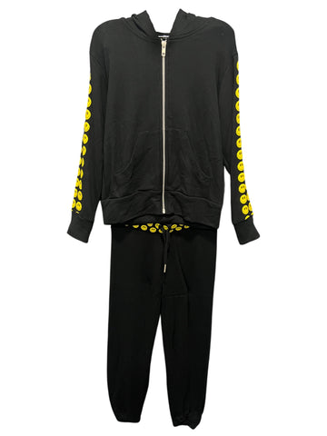 Black Smiley Zip Up & Sweatpants (sz 5)