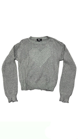 Grey Knit Heart Sweater (sz Small-7 &  Medium-8)