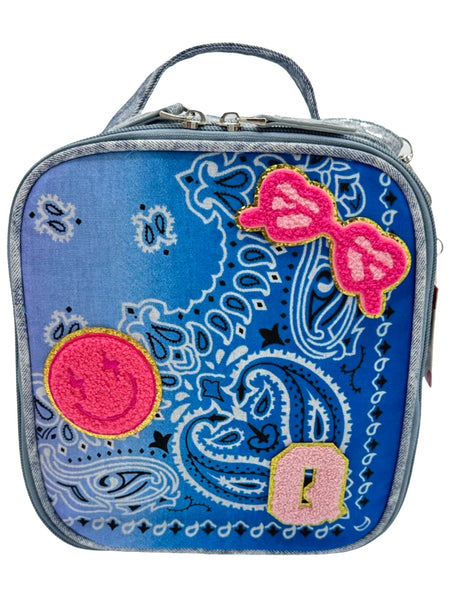 Bari Lynn Lunch Bag- Tie Dye Bandana Blue Denim