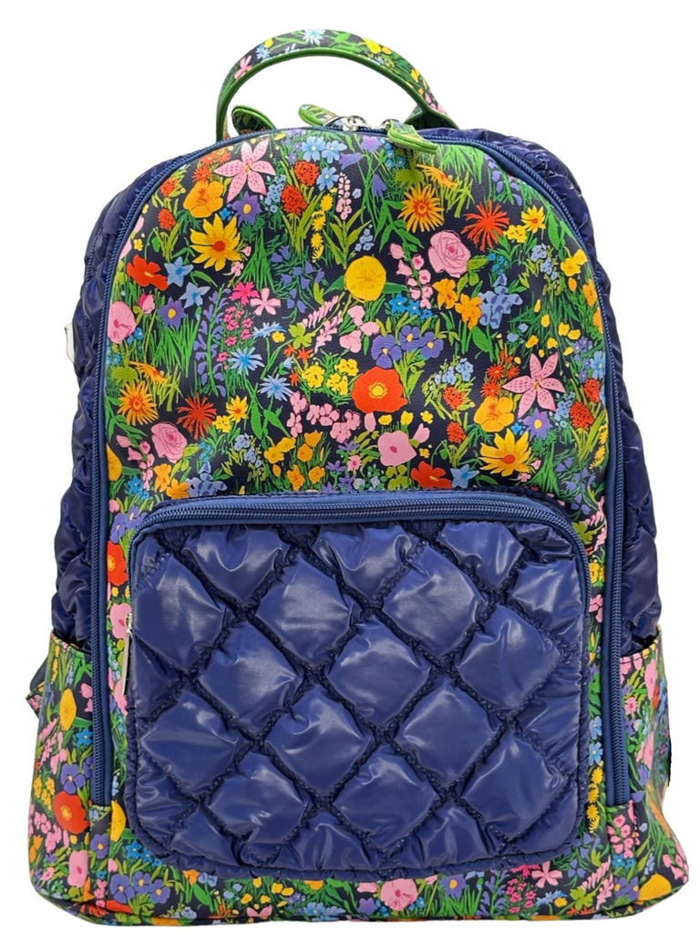 Bari Lynn Full Size Backpack-  Floral Navy Quilted
