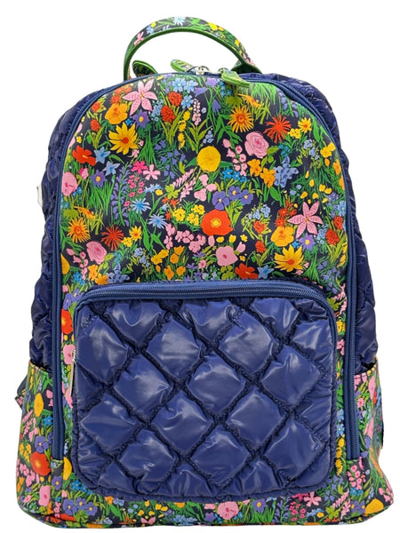 Bari Lynn Full Size Backpack-  Floral Navy Quilted