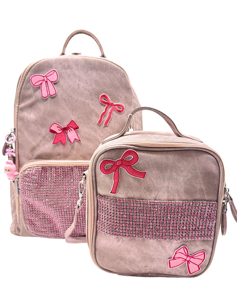 Bari Lynn Full Size Backpack- Pink Coated Denim w Crystallized Pocket