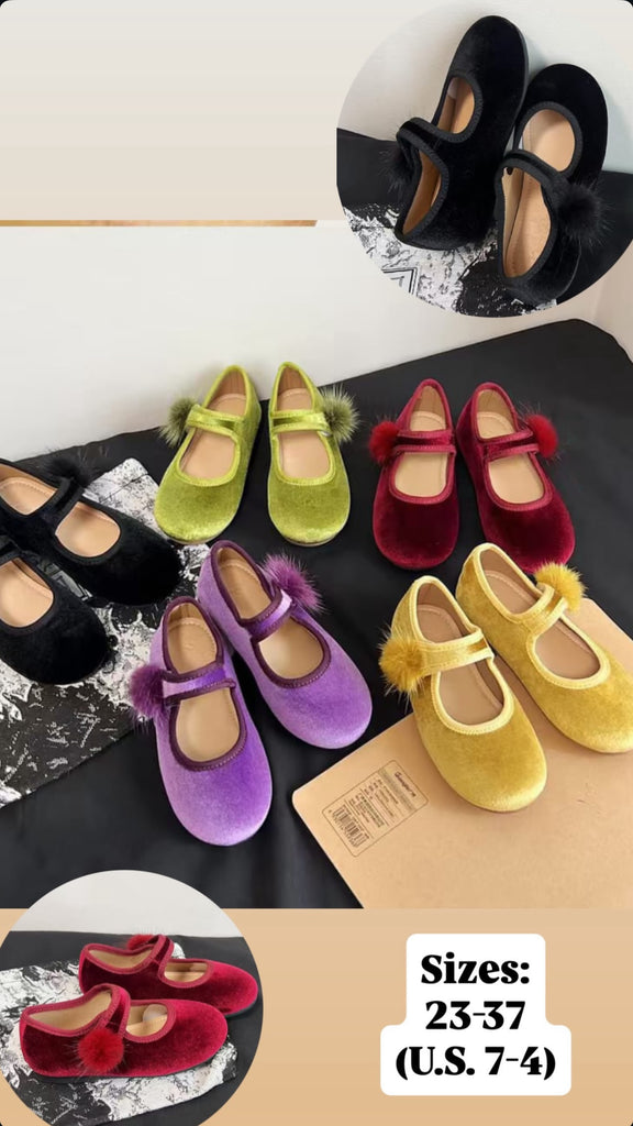 Fur Pom Velvet Shoe